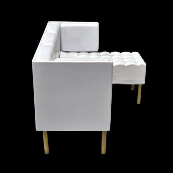 Rainbow High Dollhouse White Gold L Shaped Couch Sofa MGA Fits Barbie 1:6 Scale - Picture 3 of 9